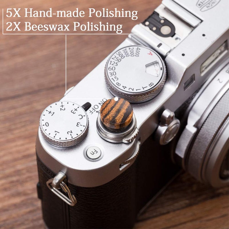 VKO Wood Soft Shutter Release Button,Delicate Camera Shutter Button 12mm Concave Surface Golden Black 1 PCS (Wood Grain Random) - Image 3